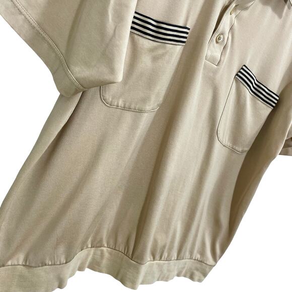 Vintage D'Avila Tan Men's Retro 90s Quarter Button Polo Shirt - Sz Large - Picture 4 of 7